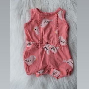 Newborn  summer time peachy birdie romper.